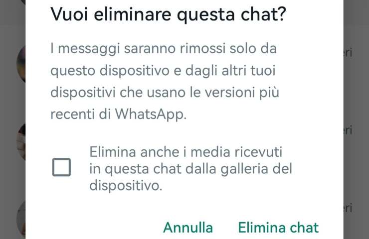 Elimina chat whatsapp