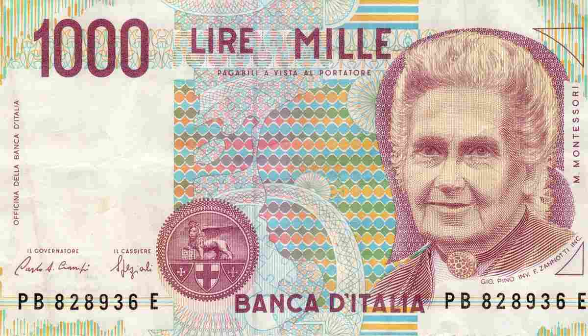 Una banconota da mille lire
