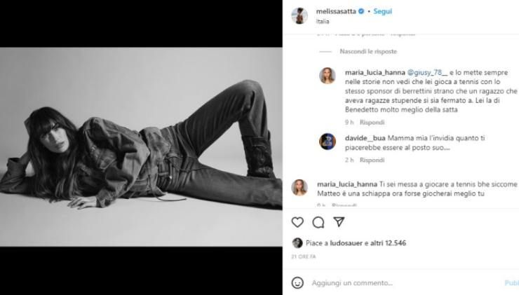 Insulti per Melissa Satta e Matteo Berrettini