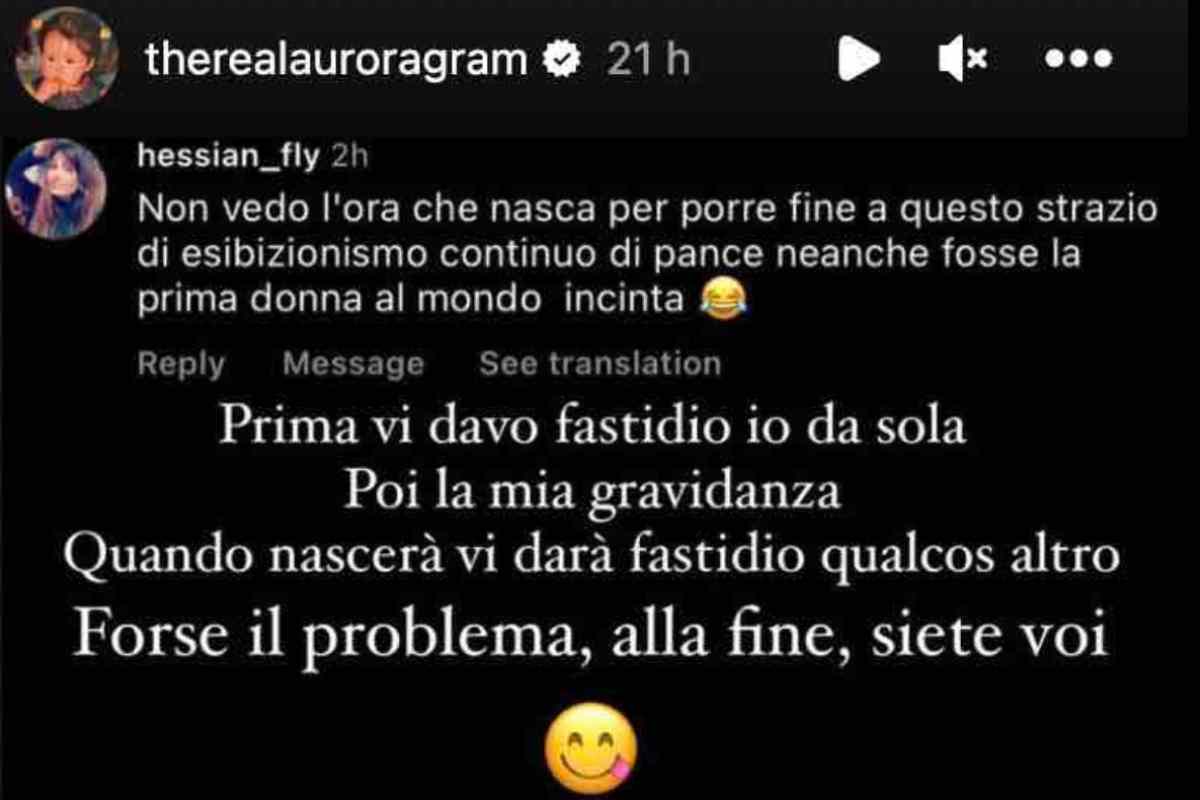 Aurora Ramazzoni, la reazione agli insulti sulla gravidanza