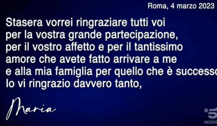 lettera maria de filippi prima di c'è posta per te