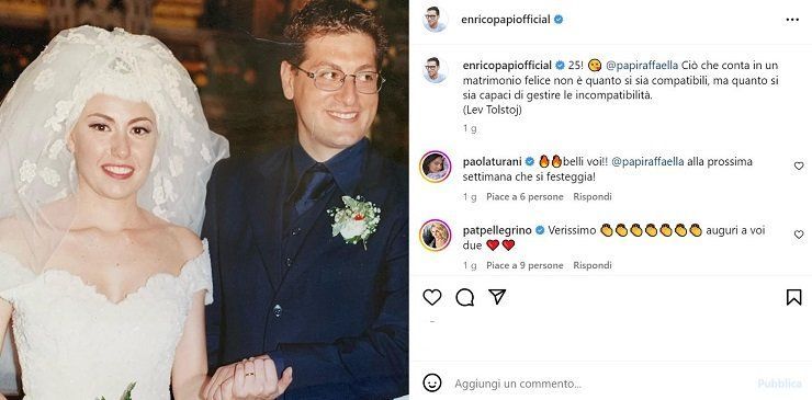 enrico papi 25 anni matrimonio